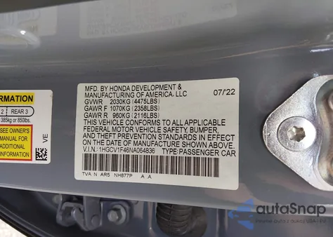 2022 Honda Accord Sport Special Edition z USA, uszkodzony, nr VIN 1HGCV1F46NA064836